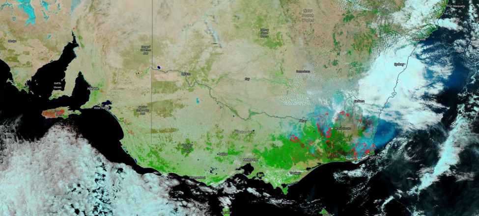 NASA's Suomi NPP satellite showing Australia’s Bushfires 