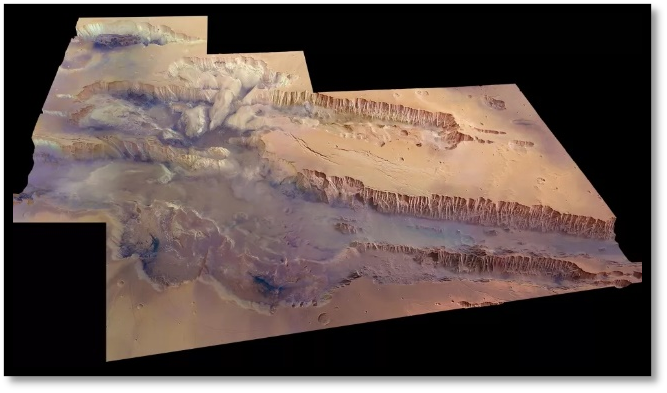 Valles Marineris, the largest known canyon in the solar system.