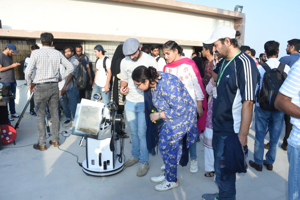 A group of students of M.Sc (Astrophysics), made observations through the Sky-Watcher (8 inches) installed at the ISST Observatory. (Credit: ISST) 
